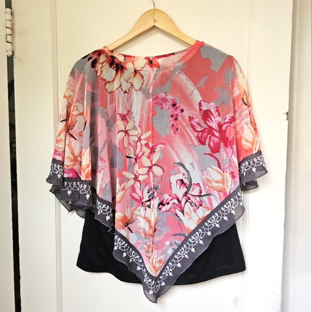 Rebecca Malone blouse with floral shawl (M) - Picture 3 of 9